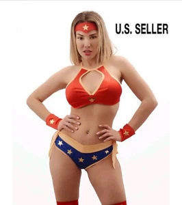 SEXY MUJER MARAVILLA 5 PIEZAS AJUSTABLE DISFRAZ ADULTO BAILARINA EXÓTICA HALLOWEEN S/M - Imagen 1 de 5