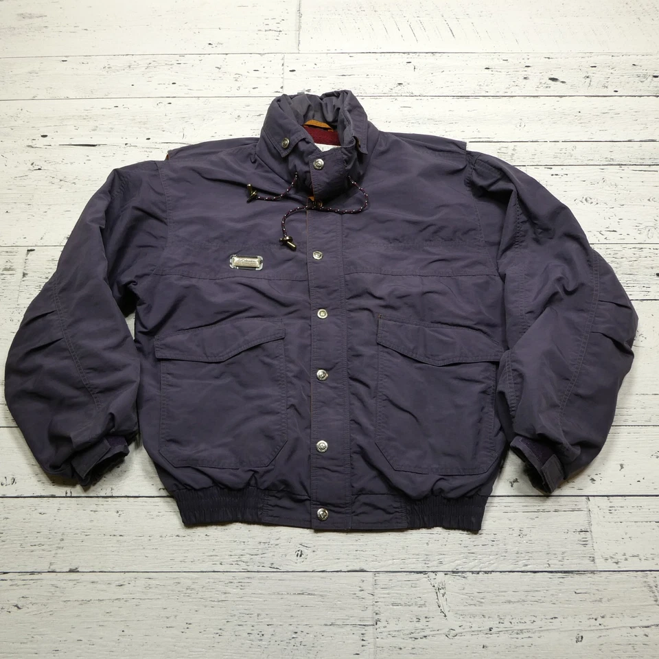 VINTAGE Columbia Radial Sleeve Bomber Jacket Mens Medium Purple Plum Mesh Lined - Image 1 of 4