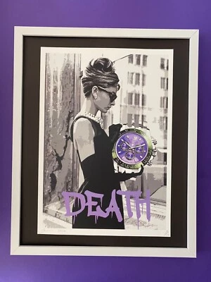 Grafite Death NYC grande emoldurado 16x20 polegadas Pop Art certificado Rolex Audrey Hepburn # - Imagem 1 de 4