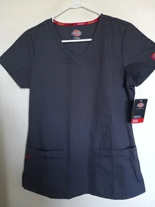 Dickies Scrubs Tuckable V Neck Top Gray Sz S NEW - Picture 1 of 4