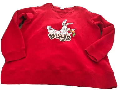Vintage Looney Tunes Bugs Bunny Sweatshirt Red Size Small Warner Brothers Store - Image 1 of 4
