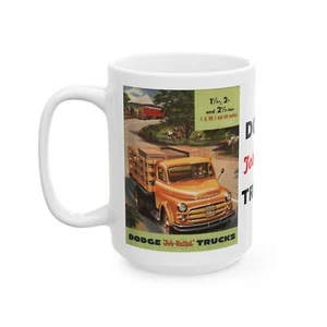 VINTAGE DODGE "JOB-RATED" TRUCKS RETRO PICKUP LOVERS Ceramic Mug, (15oz) - Picture 1 of 6