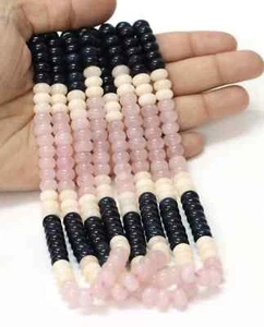 Beautiful Pink Pearl color Quartz smooth rondelle Shape Beads, 7-8 mm Pearl - Picture 1 of 7