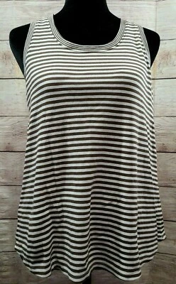 Camiseta sin mangas para mujer Jill Pima plisada en la espalda talla XS marrón blanco roto a rayas  Foto 1 de 4