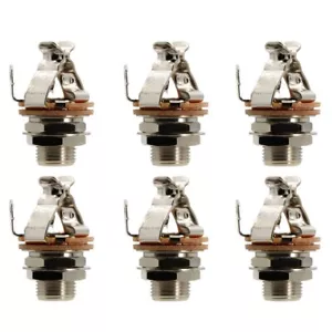 Bulk Set (6X) Pure Tone Mono 1/4 inch Nickel Output Jack - with ADDED Hex Nut - Picture 1 of 8