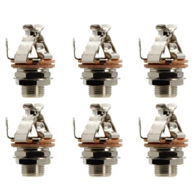 Bulk Set (6X) Pure Tone Mono 1/4 inch Nickel Output Jack - with ADDED Hex Nut - Image 1 of 4