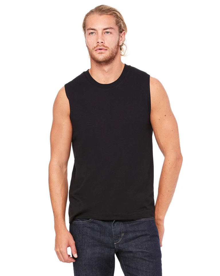 Camiseta sin mangas Bella de lona 100 % algodón para hombre sin mangas M-3483 Foto 1 de 1