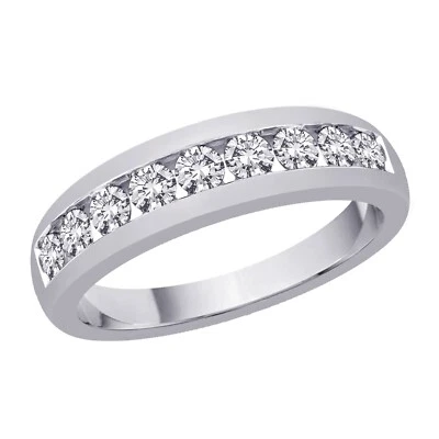 Banda de compromiso de diamantes redondos naturales de 0,54 quilates para hombre platino sólido 950 talla 10 Foto 1 de 4