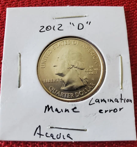 2012 D Washington Quarter Maine Acadia Lamination Error UNC Cover