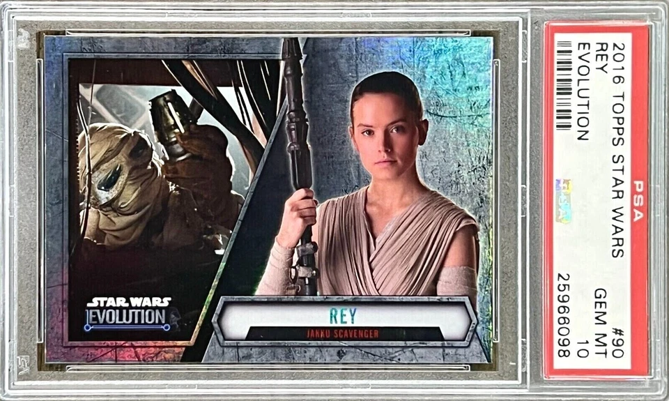 2016 Topps Star Wars Evolution Rey #90 PSA 10 GEM MINT (RARE: Population 3)  - Image 1 of 2