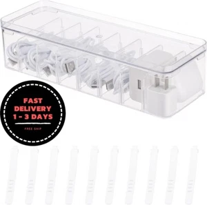 Organizador de cables de plástico transparente con compartimentos ajustables - Picture 1 of 7