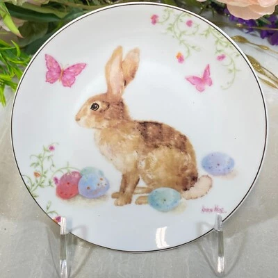 KATHRYN WHITE Fine Porcelain Butterfly Easter Bunny Eggs Appetizer Cake Plates 4 - Изображение 1 из 4