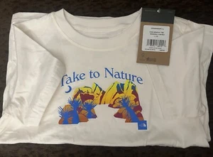 NWT THE NORTH FACE GIRLS SHORT SLEEVE GRAPHIC Tee Take To Nature-Ivory L 12 - Picture 1 of 2