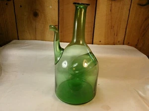 Vintage Handblown Green Glass Italian Wine Decanter with Ice Chamber - Picture 1 of 7