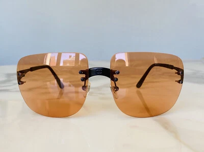 Lunettes de soleil verre masque orange CHANEL Vintage 1980 - Photo 1/4