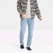 Goodfellow & Co Men's Slim Fit Hemp Robson Distressed Blue Denim Jeans 38 x 32