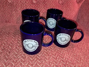 SALT CREEK CIVIL WAR ROUND TABLE COFFEE 4 PIECE MUG SET COBALT BLUE - Picture 1 of 4