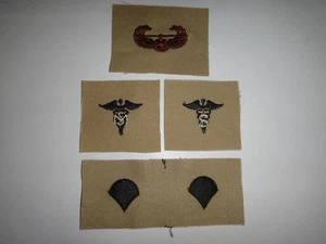 5 Desert Tan Patches: AIR ASSAULT+MEDICAL SERVICE + MED SPEC + 2 PRIVATE 1st Cls - Picture 1 of 4