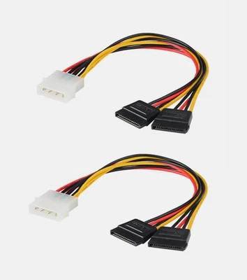 2pcs  4Pin IDE Male To Dual SATA 15Pin Female HDD Power Adapter Cable - Image 1 of 4