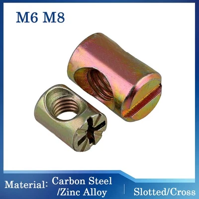 M6 M8 Quermutter Quermutterbolzen verzinkt Zylinder Mittelgewinde für Bett Möbel - Bild 1 von 4