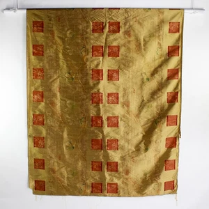 Green Hand-Painted Asian-Inspired Silk Fabric 54" x 2 7/8 Yards - Picture 1 of 5