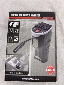 200W Car Power Inverter with 2 Outlets & 2 USB Charging Ports, Cup Holder Design - Picture 1 of 6