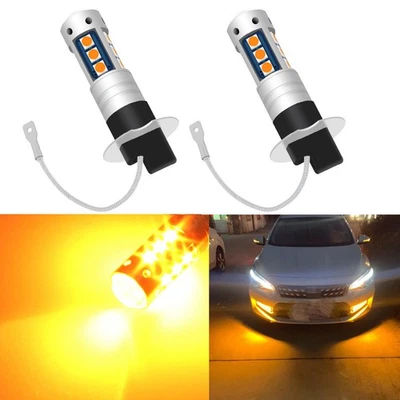 2x H3 15SMD LED Bulb Amber Fog Light Lamp Plug and Play 360° Illumination 12v - Image 1 of 4