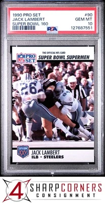 1990 PRO SET SUPER BOWL 160 #90 JACK LAMBERT HOF PSA 10 - Image 1 of 3
