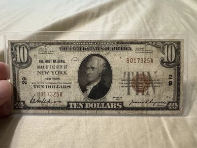 1929 National Currency Note $10 New York, Circulated - Image 1 of 2