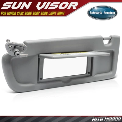 Parasol del lado del conductor izquierdo gris claro con espejo retrovisor para Honda Civic 2006 2007 2008 Foto 1 de 4