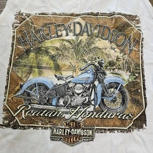 Harley Davidson Roatan Honduras Tank Top XLarge White Palm Trees Tropical Neu mit Etikett - Bild 1 von 8