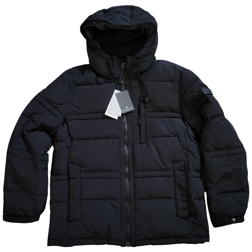 Andrew Marc Huxley Down-Filled Jacket Men's Large Black Coat Removable Hood NWT - Image 1 of 4