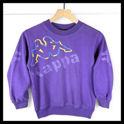 Vintage Kappa Sweatshirt Kids 130 Purple Embroidered Logo Crewneck Pullover 90s - Image 1 of 4