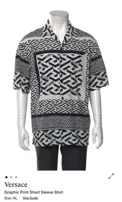 Мужская рубашка с принтом Versace на пуговицах - Изображение 1 из 2