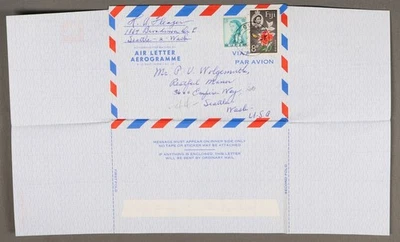 MayfairStamps Fiji 1962 Suva a Seattle WA Aerograma aau_62439 Foto 1 de 2