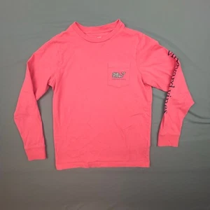 Vineyard Vines Fall Whale Long Sleeve Tee Coral Pink Size S (8–10) Graphic - Picture 1 of 6