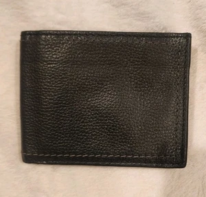 Cartera triple para hombre bloqueo de señal RFID negra delgada cuero 4x5 pulgadas cerrada - Imagen 1 de 7