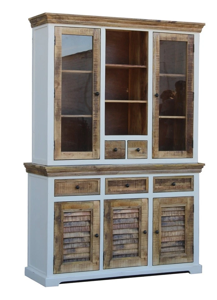 Buffetschrank Buffet 140x205cm Massivholz Mango Holz weiß natur NEU OVP!!! - Bild 1 von 1