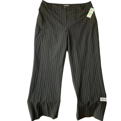 Pantalones formales Charter Club para mujer talla 16 tiene forro pierna ancha rayas negros nuevos con etiquetas Foto 1 de 4