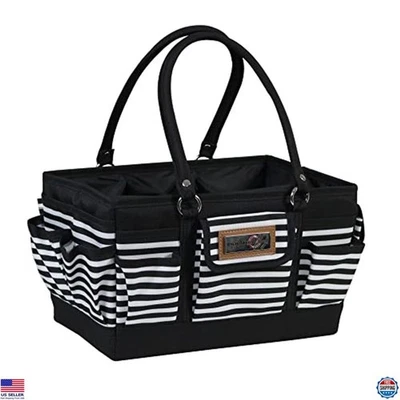 Bolso organizador artesanal Everything Mary Deluxe - rayas blancas y negras para coser Foto 1 de 4
