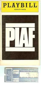 PIAF PLYMOUTH PLAYBILL DE TEATRO CON TALÓN DE BOLETO 25/04/81 Y RECUERDOS DE CAFÉ - Imagen 1 de 9