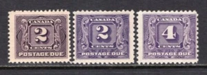 Canada 1906-1930 Postage Due 3 Stamps Mint NH #J2, 7-8 CV$97 - Picture 1 of 1