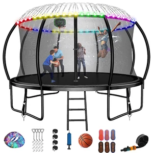 12FT 990LBS Trampoline with Basketball Hoop for Kids Pumpkin Outdoor Trampoline - Picture 1 of 12