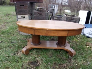 Antique Oval Maple and Birch Library Breakfast Table with a Drawer Compartment - Picture 1 of 2