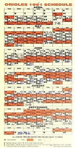 Baltimore Orioles Schedule 1981 - Picture 1 of 3