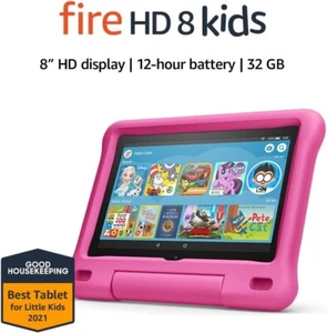 New Fire HD 8 Kids Edition Tablet 8" HD 32GB w/ Kid-Proof Case Pink - Picture 1 of 6