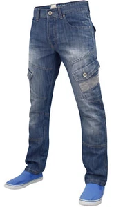  Herren Cargo Combat Jeans Crosshatch normale Passform Denim Hose Größe 30-46 - Bild 1 von 20