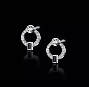 Minimalistic Black Onyx Stud Earrings 925 Sterling Silver Designer Luxury Jewel - Picture 1 of 1