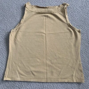 Josephine Chaus Sport Sleeveless Women Sweater Tank Tan Silk Blend Size M - Picture 1 of 4