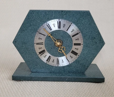 Vintage Table Clock From Slate Quartz Movement EJ 938 Working Made In Germany Cover